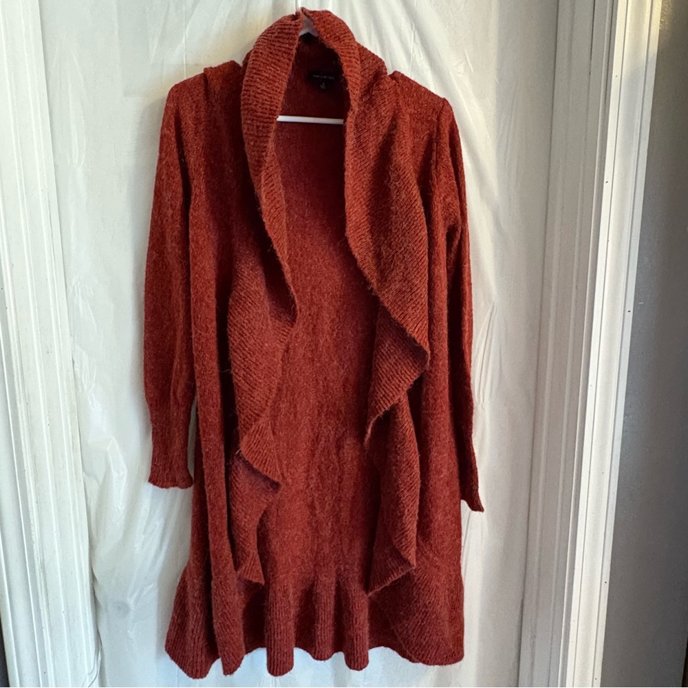 The Limited Sweater Small Cozy‎ Alpaca Mohair Blend Waterfall Cardigan Burgundy
